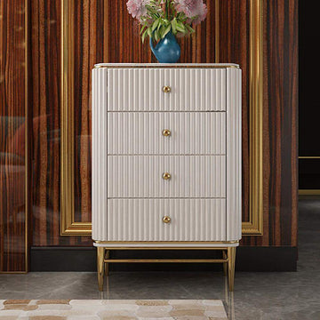 25.6" Chest Light Luxurious White & Gold 4-Drawer Dresser-Wehomz-Cabinets & Chests,Furniture,Living Room Furniture